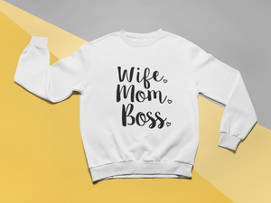 Wife Mom Boss Tank | Tee | Crewneck Sweatshirt | Hooded Sweatshirt 👩‍🦰