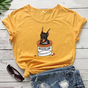 Colored Antidepressant Doberman T-shirt 🐶👩‍🦰🐕