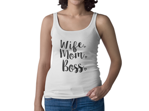 Wife Mom Boss Tank | Tee | Crewneck Sweatshirt | Hooded Sweatshirt 👩‍🦰